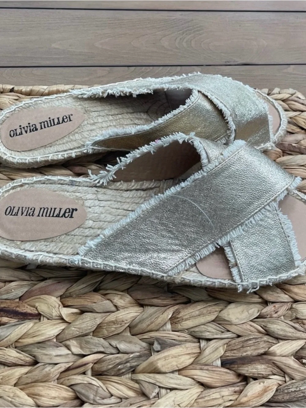 Olivia Miller Metallic Gold Espadrille Slip-On SZ 8